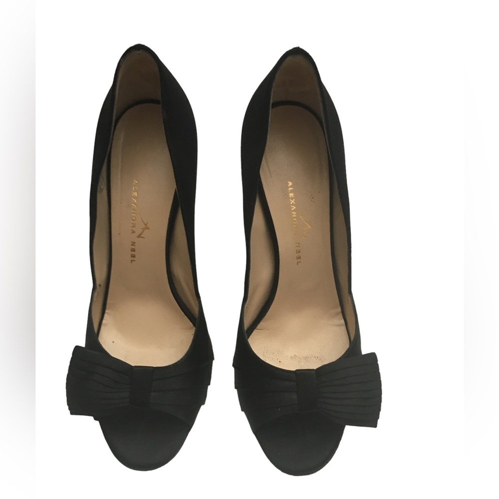 Alexandra Neel satin bow peep toe pumps Size 38/ 7-7.5